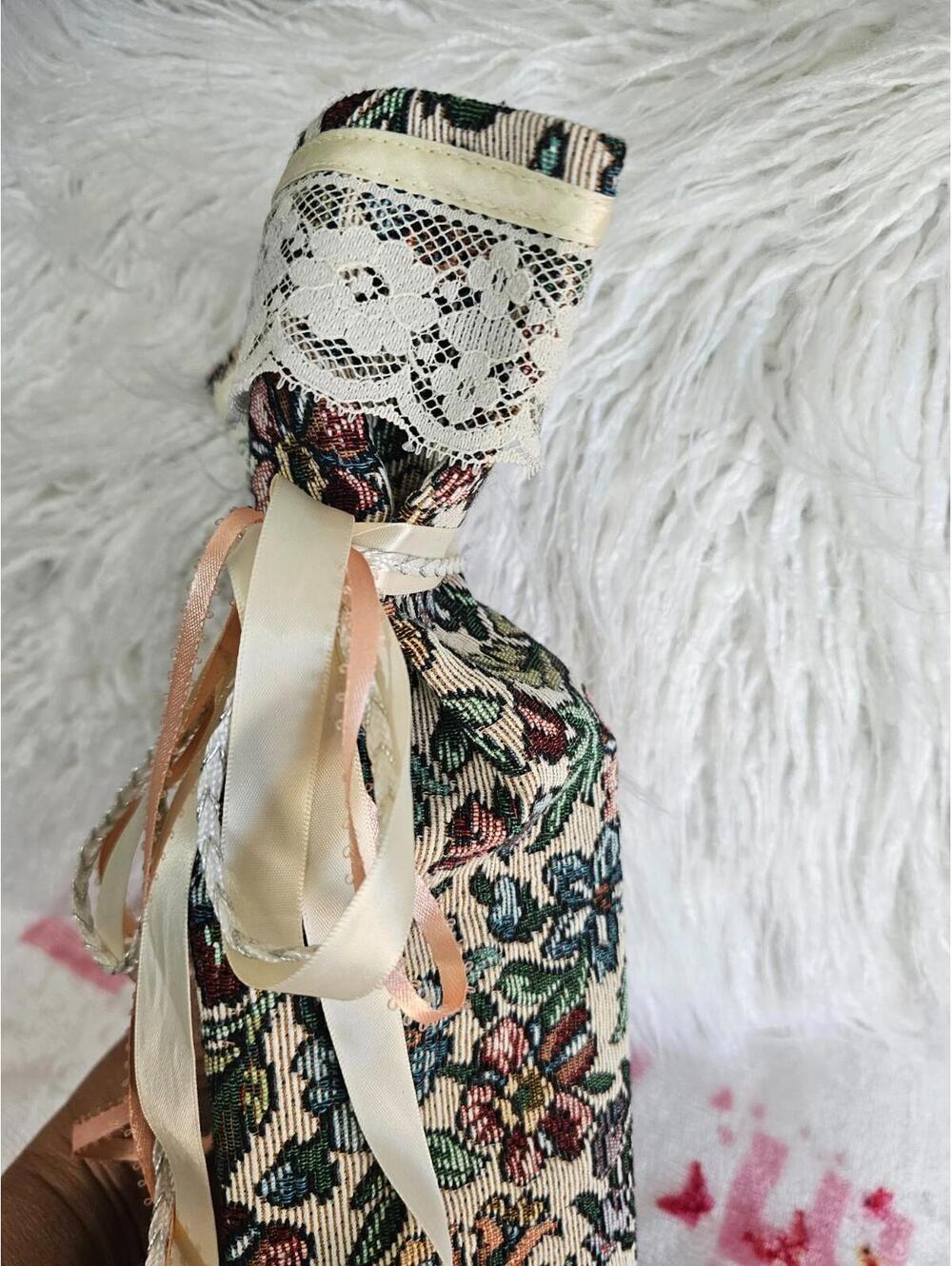 Vintage Homemade Keepsake Sack Bag Pouch Floral Lace Ribbons Multicolor 14.5X7 - Picture 5 of 11